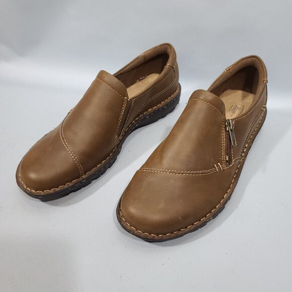 Bass Brock Side Zip Brown Leather Loafers Womens Size 9W 0201-3065 NWOB 2015 - Picture 5 of 9